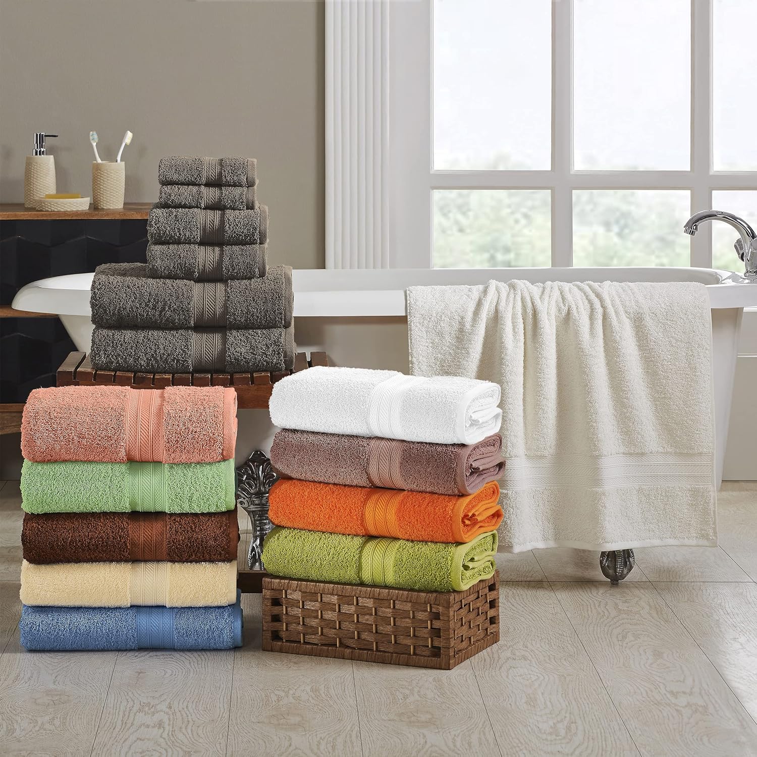 Superior 8-Piece Cotton Towel Set - Grey