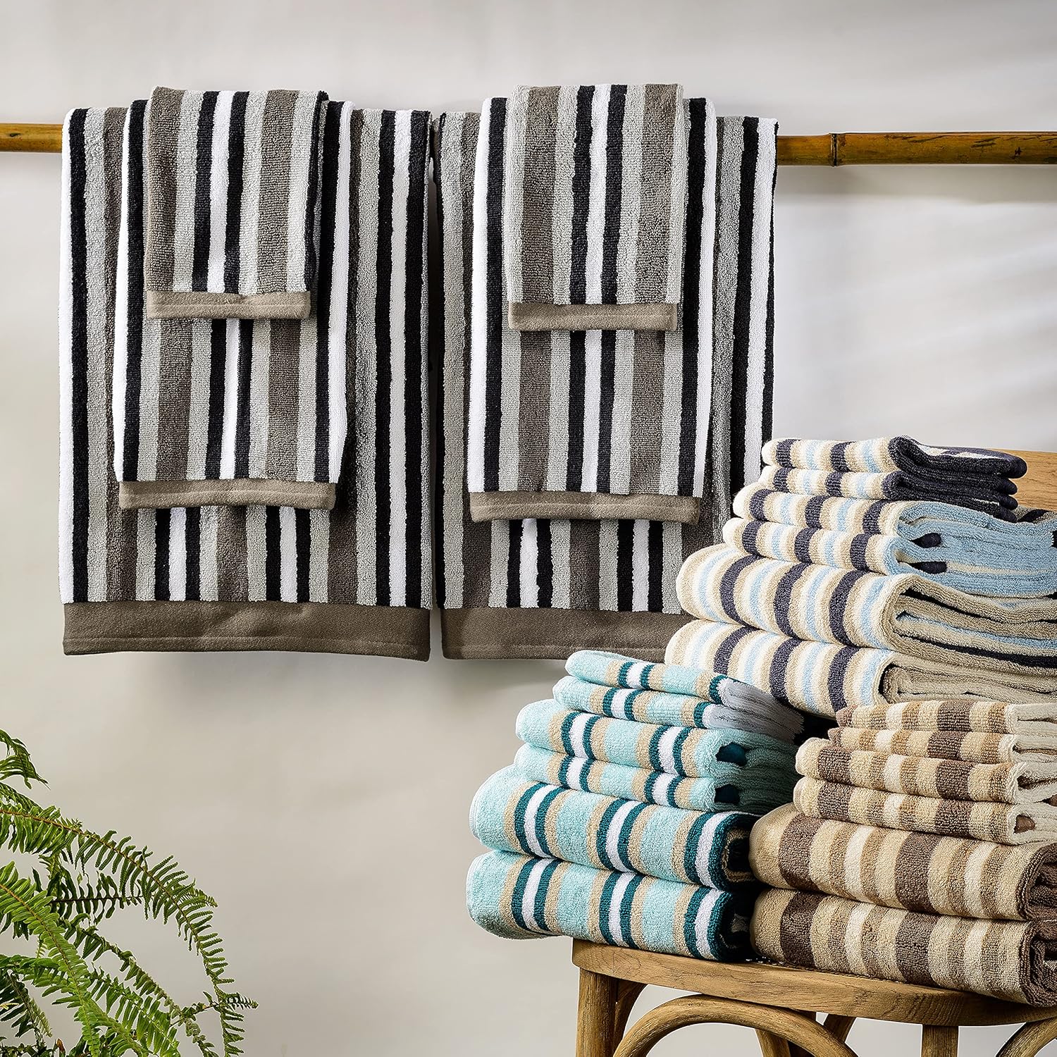 Superior Luxurious Stripes Bath Sheet Set Charcoal
