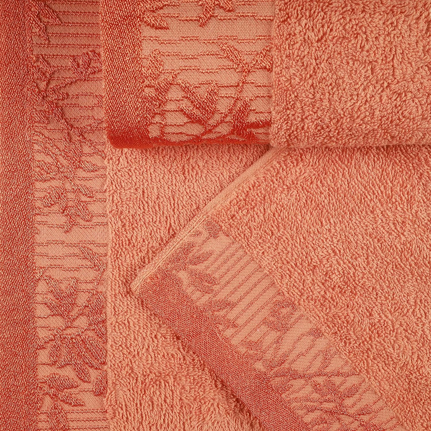 Superior 6 Piece Cotton Towel Set with Floral Border