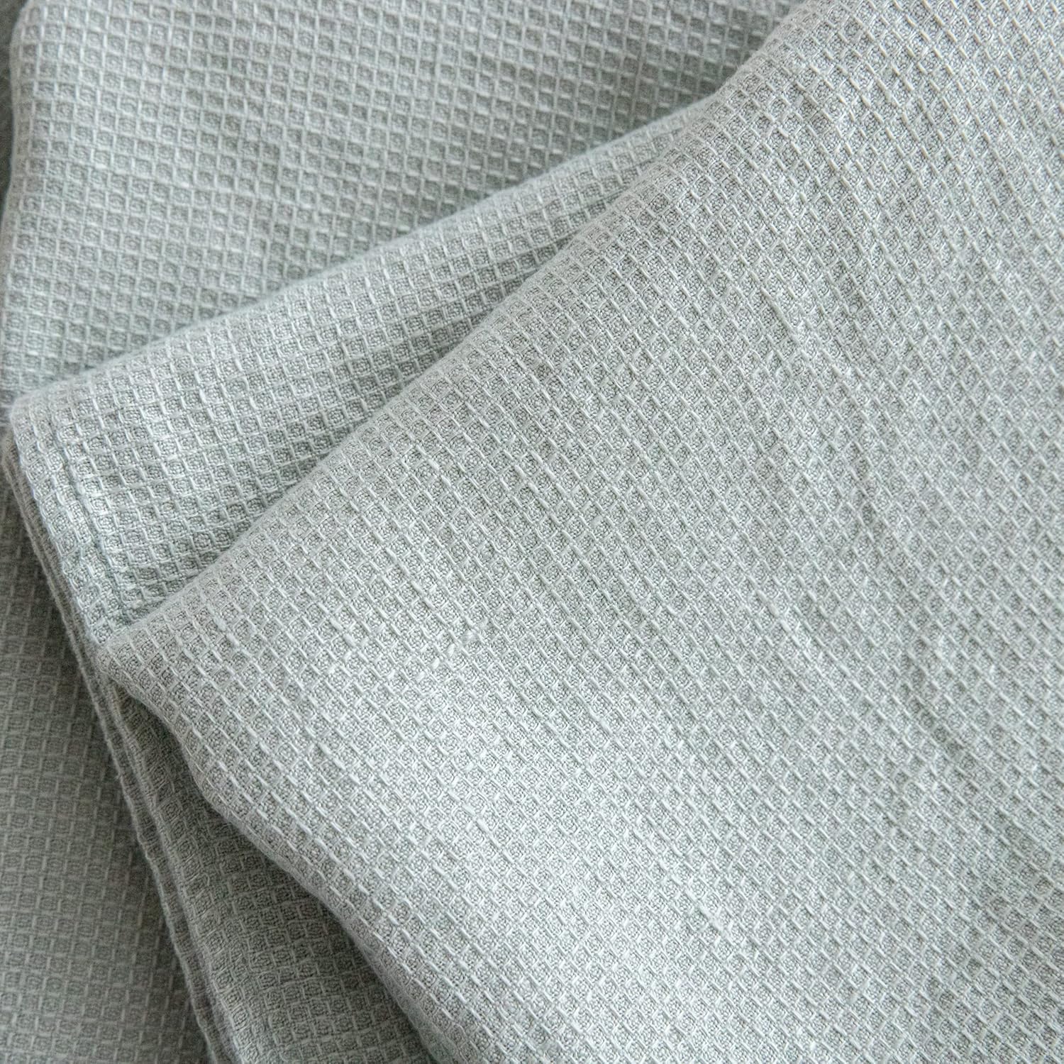 LinenMe Linen Towel Set Waffle Sea Foam 1