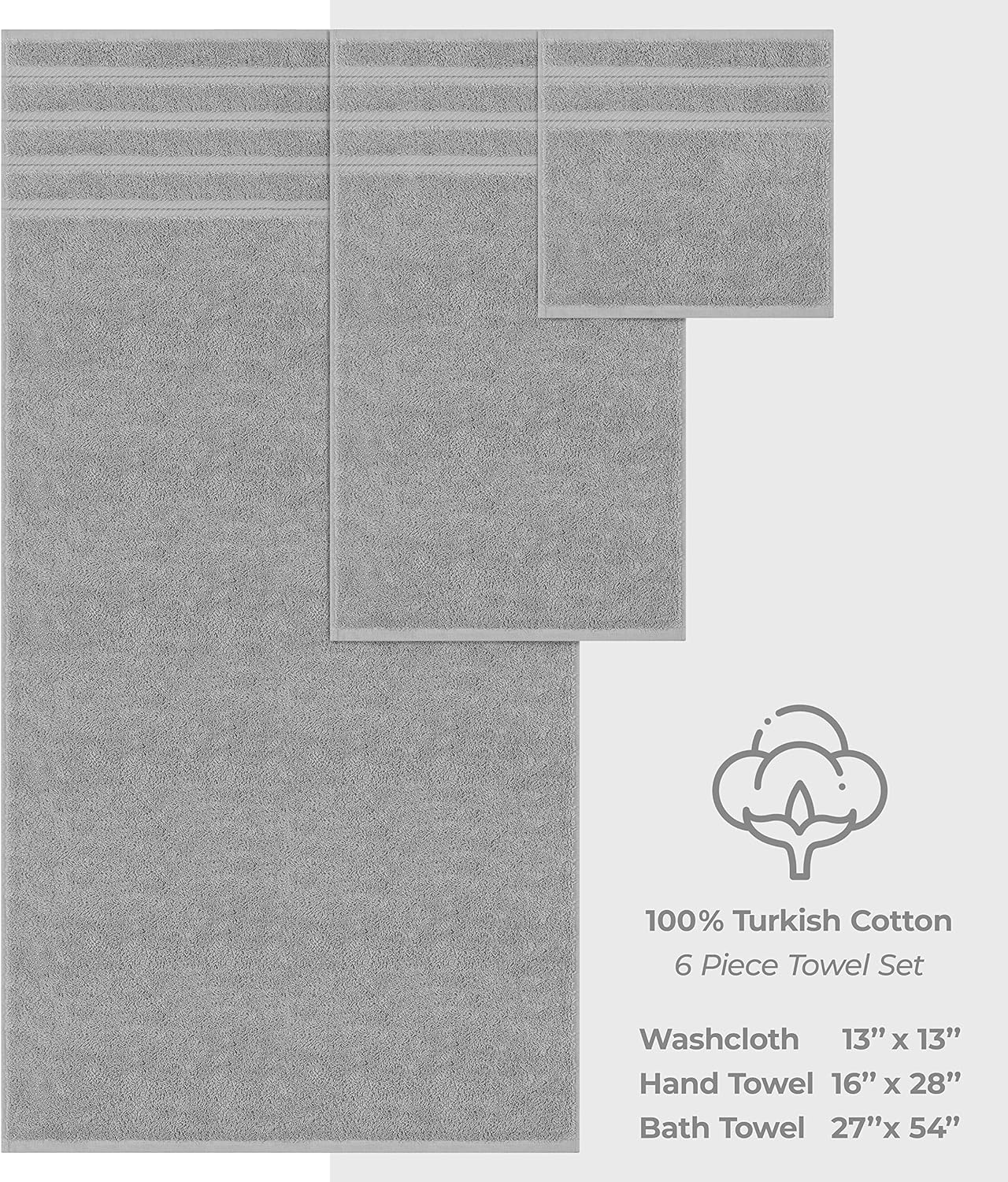 American Soft Linen 6 Piece Towel Set and 20X34 Bath Mat Bundle