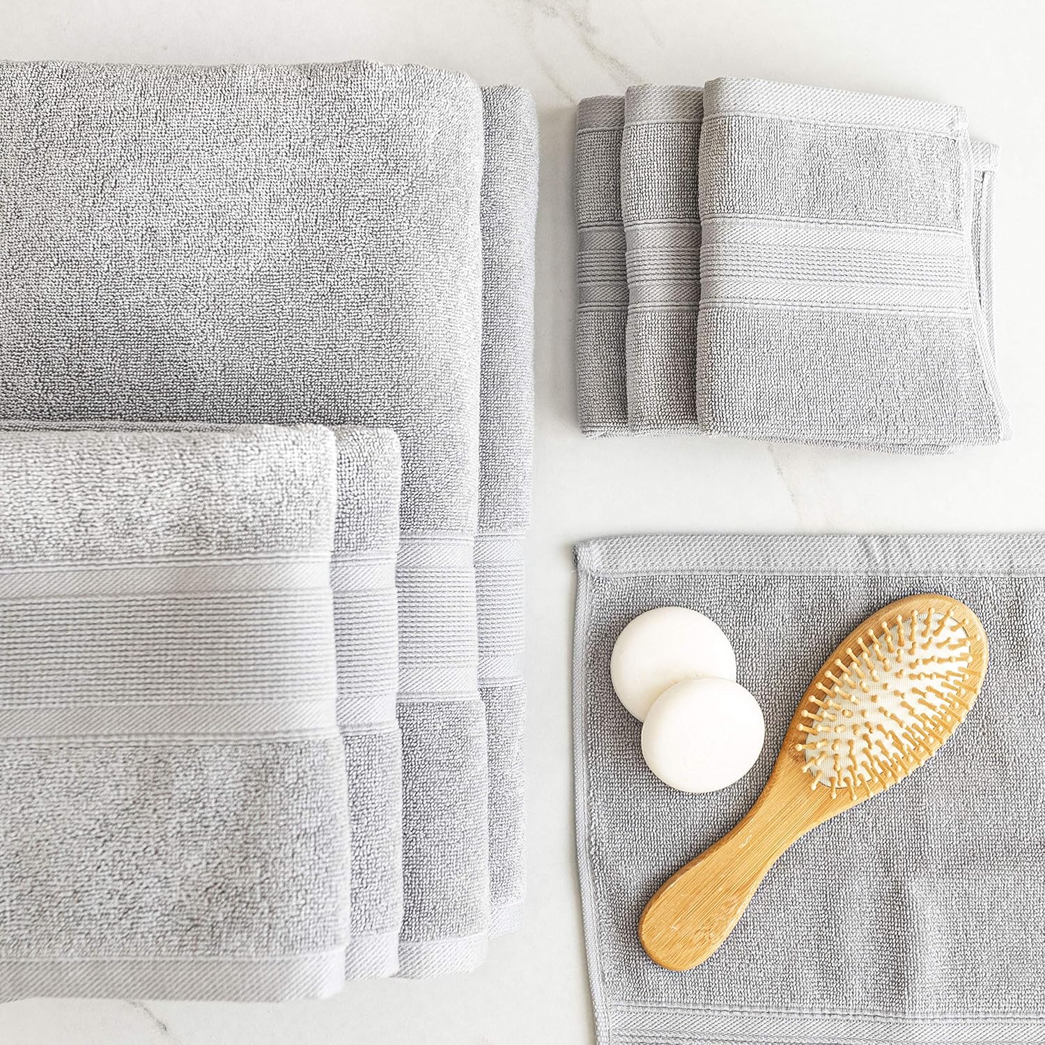 Luzia 8-Piece Bathroom Towel Set - Light Grey