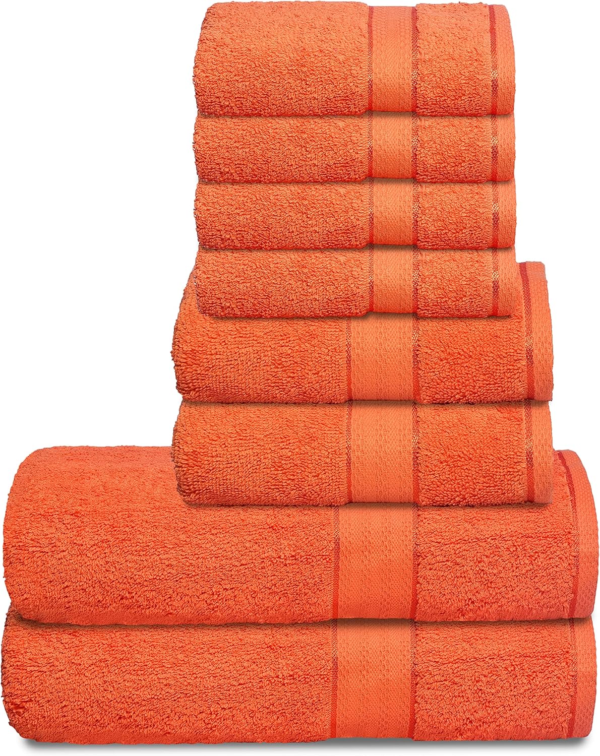 GLAMBURG 700 GSM 8-Piece Towel Set - Orange
