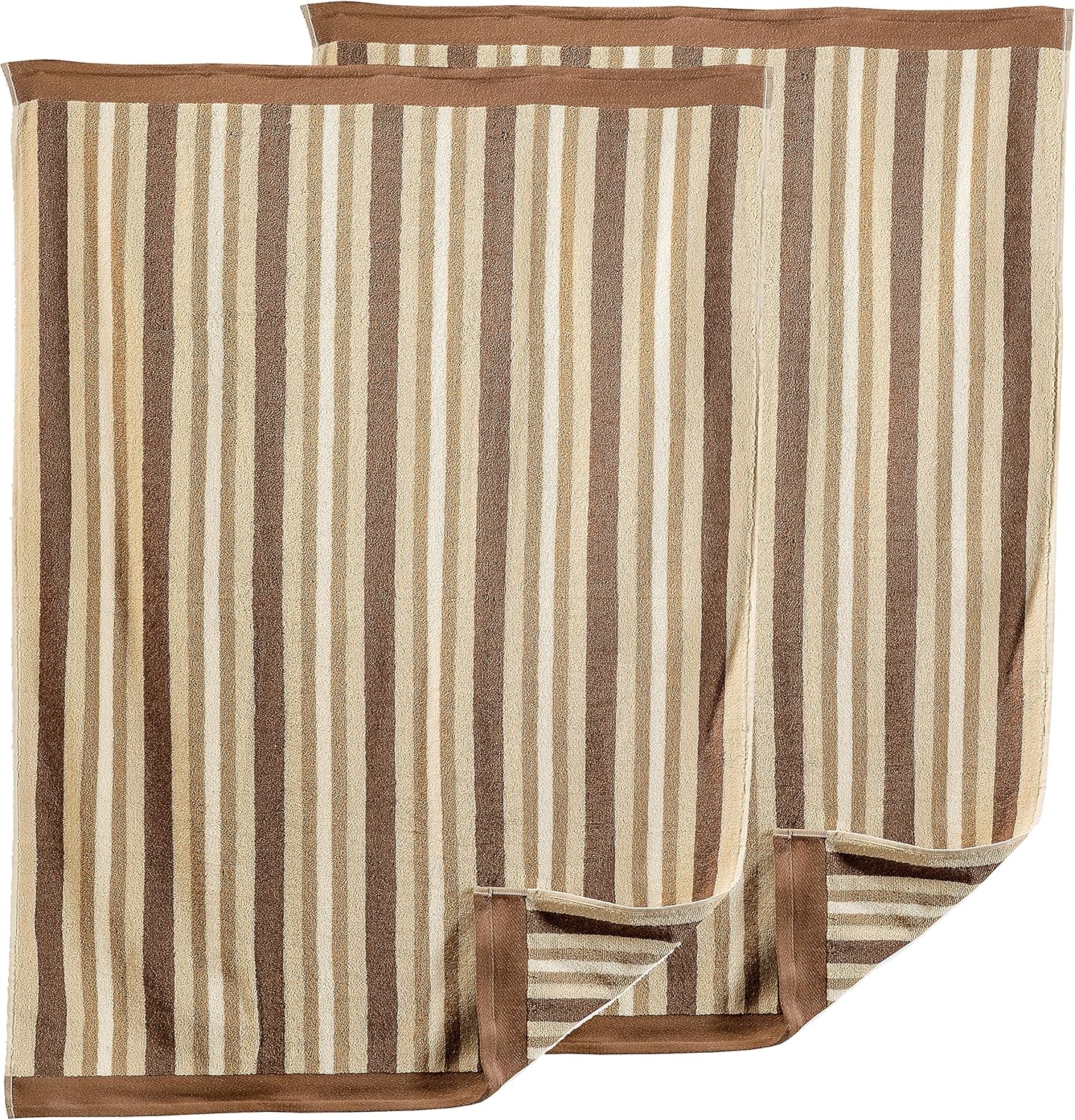 Superior Luxurious Stripes Bath Sheet Set 2-Piece Chocolate